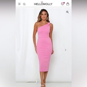 Pink, midi, one shoulder dress from Hello Molly - never worn
